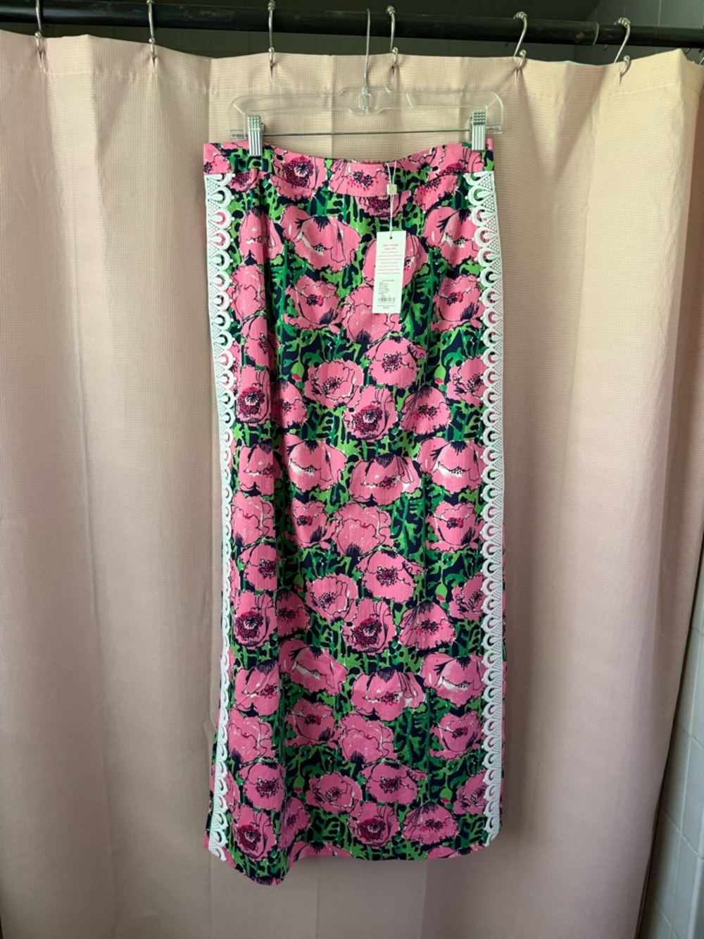Sanders Maxi Skirt with White Lace Side Trim